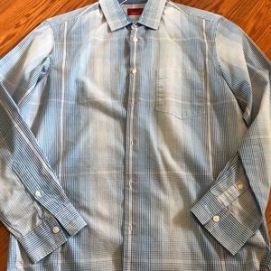 Alfani baby blue and white plaid button down